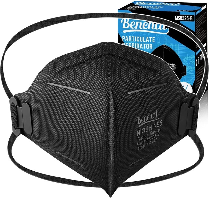 benehal N95 Masks for Adults - NIOSH-Approved Individually Wrapped Reusable N95 Face Masks- 95% Filtration for Easy Breathing - Image 1